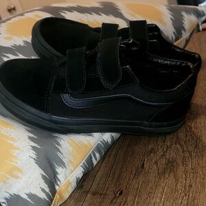 Kids Black Velcro Vans